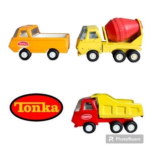 Vintage 1970's Tonka Steel Dump Truck, Open Box Pickup Truck,Cement Mixer